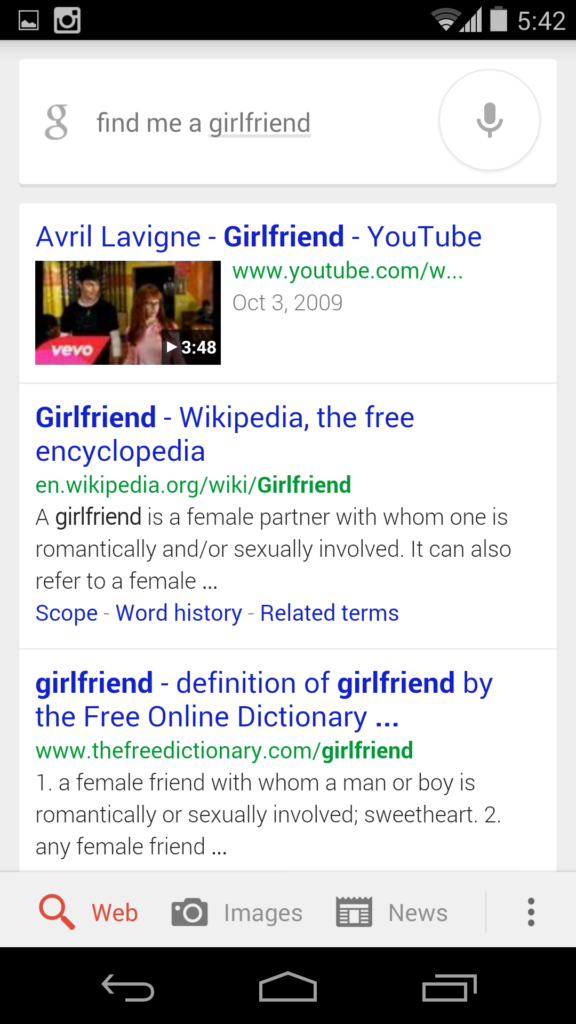 Google Now - Find me a girlfriend